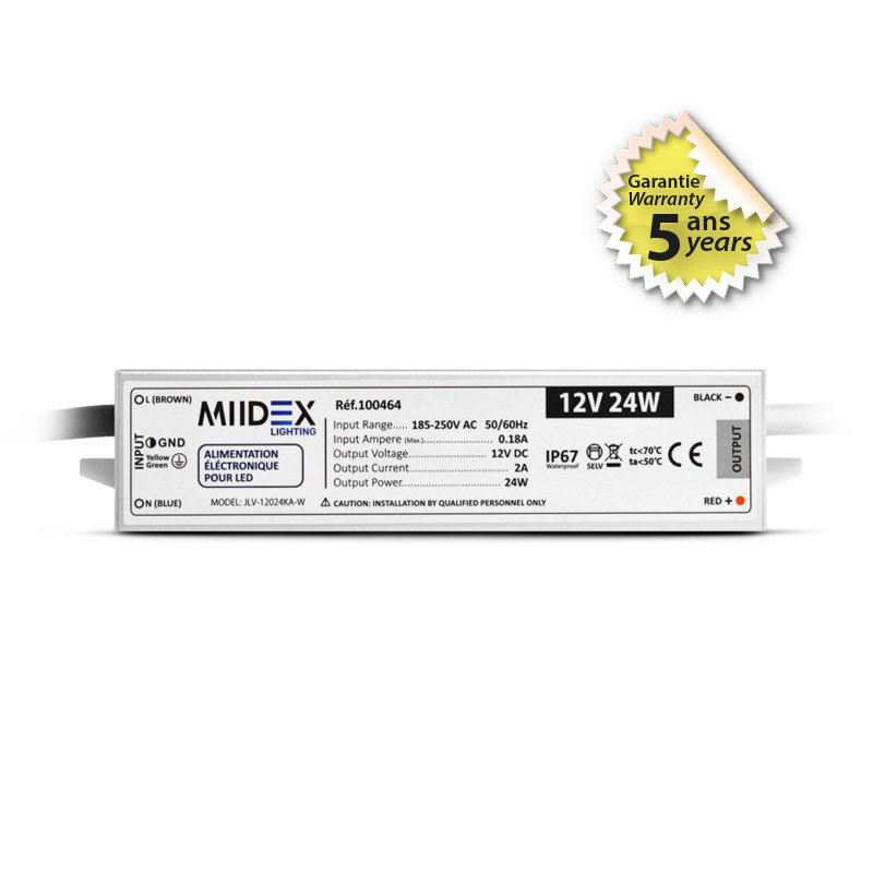 ALIM 12V DC LUMINEUX 24W IP67  - ALIMENTATION - ACCESSOIRES 