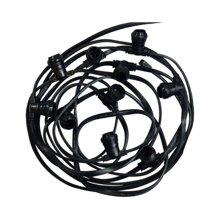 GUIRLANDE CABLE NOIR 10M E27 - GUIRLANDE - LUMINAIRES EXTERIEURS 