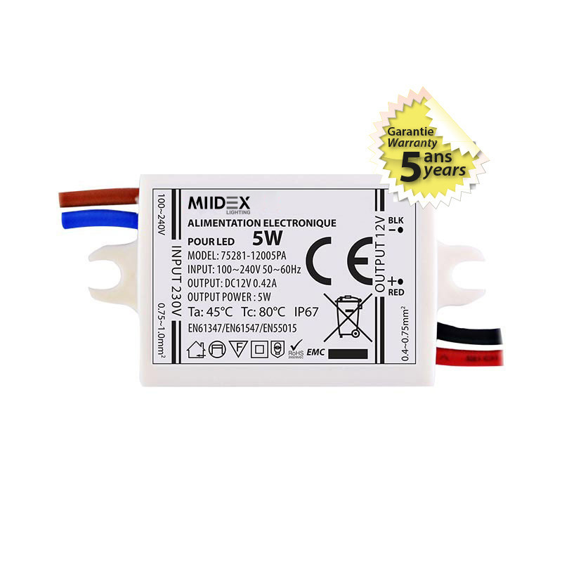 ALIM 12V DC 420mA LED 5W IP67 - ALIMENTATION - ACCESSOIRES 